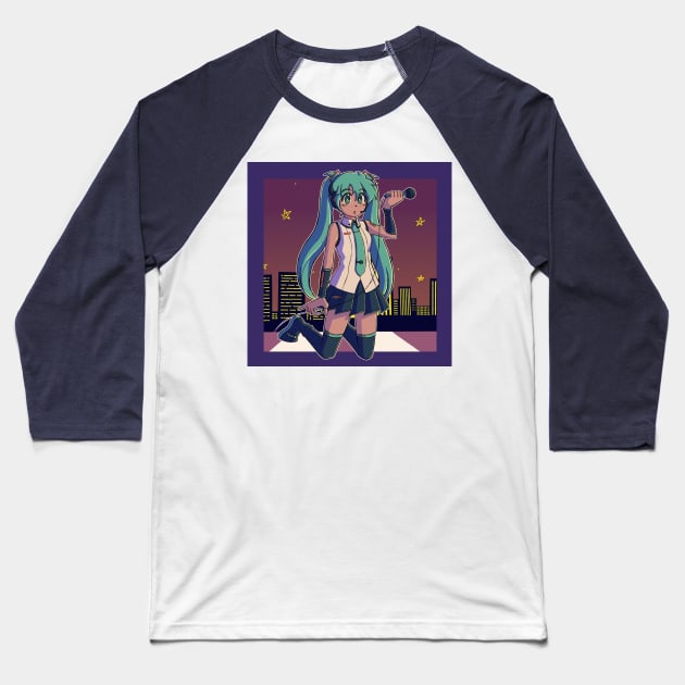 Vaporwave aesthetics anime girl Baseball T-Shirt by KinseiNoHime